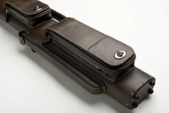 CUEL Billard-Köcher „Hustler Brown“ 2/2 Für Pool-Billard-Queues, Braun, Aus Feinem Kunstleder, Mit Drei Seitentaschen Für Billardzubehör