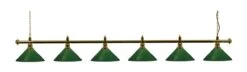 Snookerlampe, Messingfarben Mit Sechs Grünen Schirmen, 290 Cm